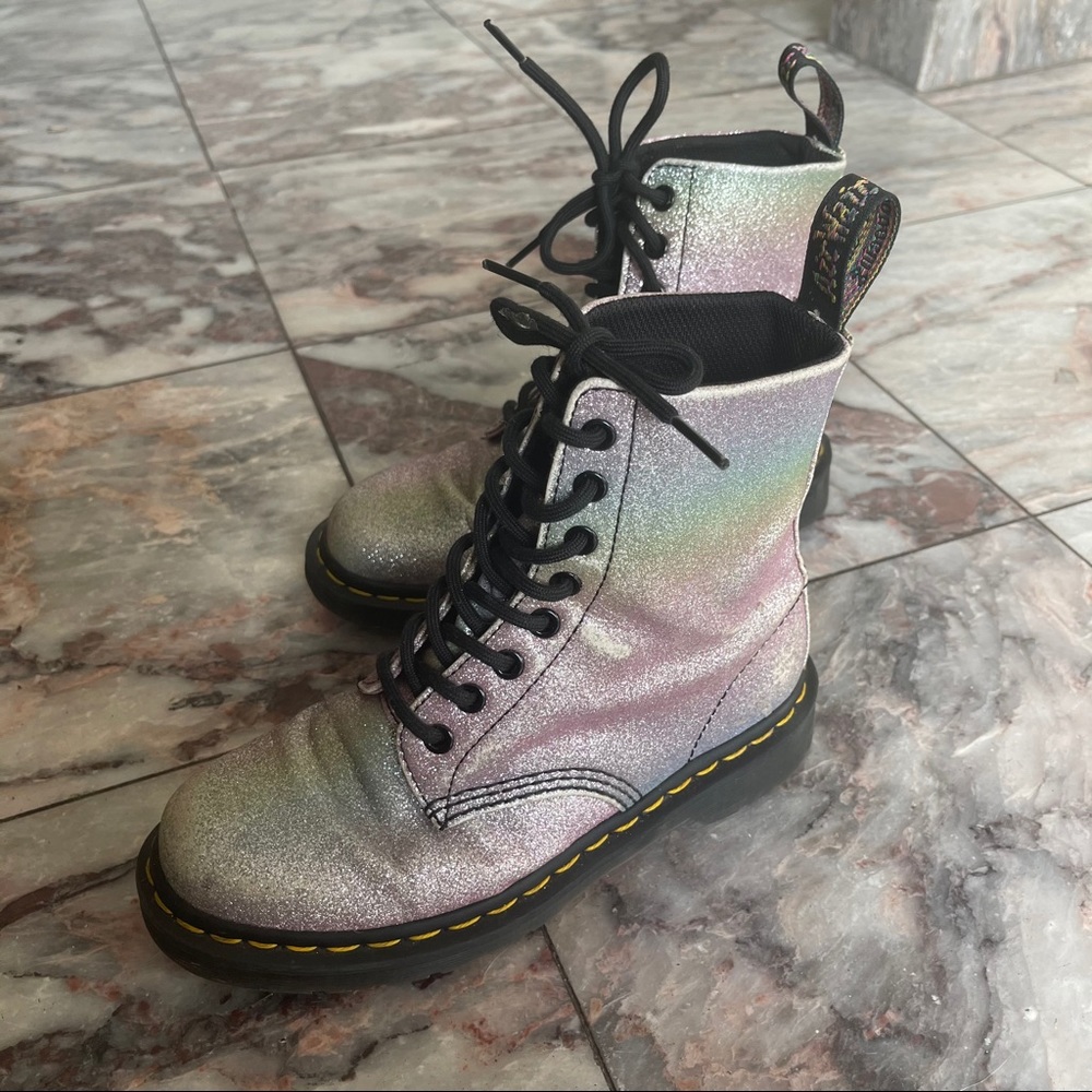 Dr. Martens Pascal Rainbow Glitter Combat Boots 6 - image 6